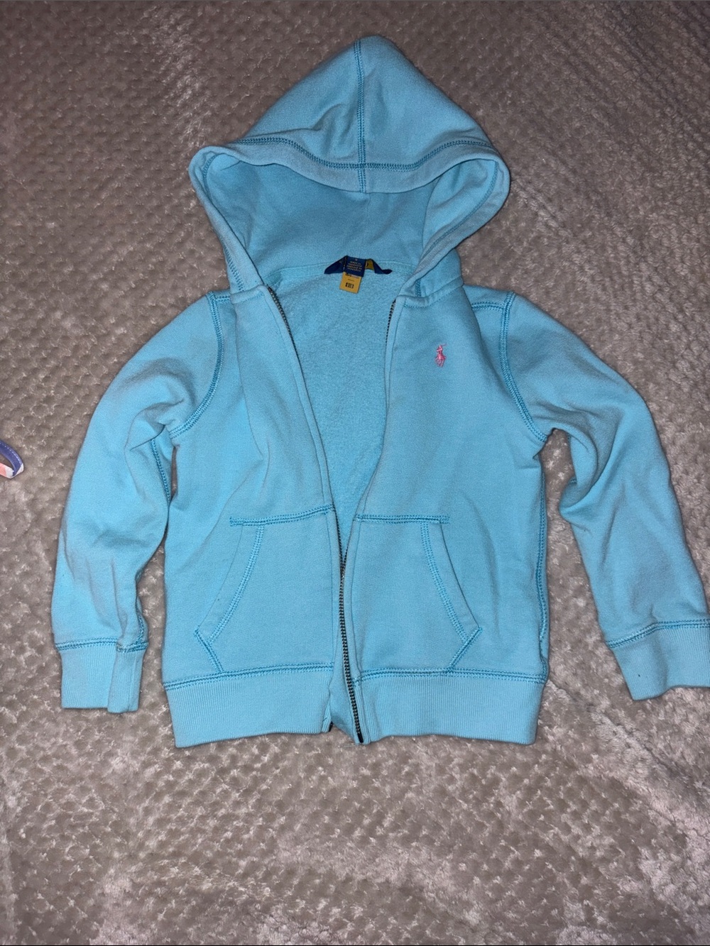 Ralph Lauren Toddler Aqua Zip Hoodie with Embroidered Pony